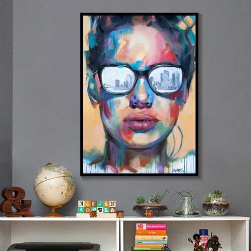 Modern Art Painting Women Oil Painting Glass with Building Poster Prints Wall Art Picture Vintage Poster Decorative Home Decor