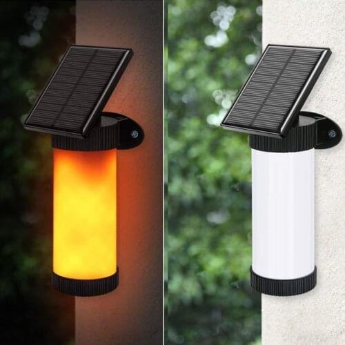 Modern Creative Solar Lamp LED Solar Powered Flickering Flame Wall Light Outdoor Garden Landscape Light For Villa Patio Yard