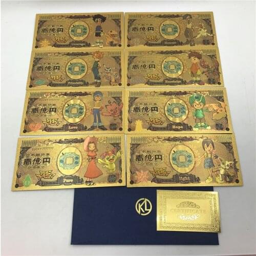 10 Designs Japanese Anime Cute Digital Animals Yen Gold plastic Cards cute monster banknote for fans gift plastic fake money
