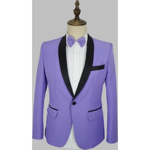 Light Purple Stage Costume Men Singers Suit Celebrate Outfit Host Costume Slim Fit Dance Wear DJ Costume Men Rave Clothes VDB807