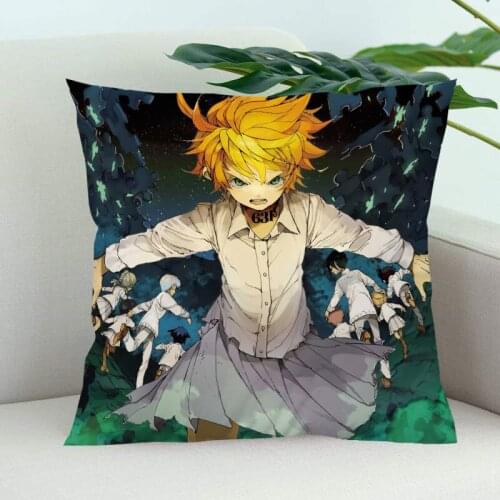 The Promised Neverland 01 Pillow Cover Bedroom Home Office Decorative Pillowcase Square Zipper Pillow Cases Satin Soft