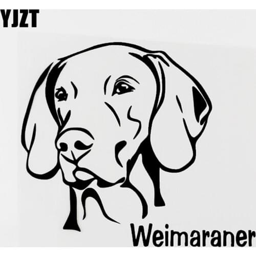 YJZT 15.6CM×13.8CM Fun Animal Weimaraner Dog Car Sticker Decal Black/Silver Vinyl Accessories 8C-0682