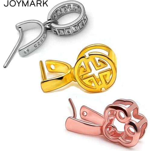 S925 Silver Jade Pendant Connector Clasp Sterling Silver Pinch Bails Jewelry Accessory Buckle Clip 5pcs/lot SPB-009