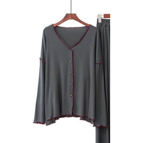 Ladies solid color long-sleeved T-shirt women Sleeping tops