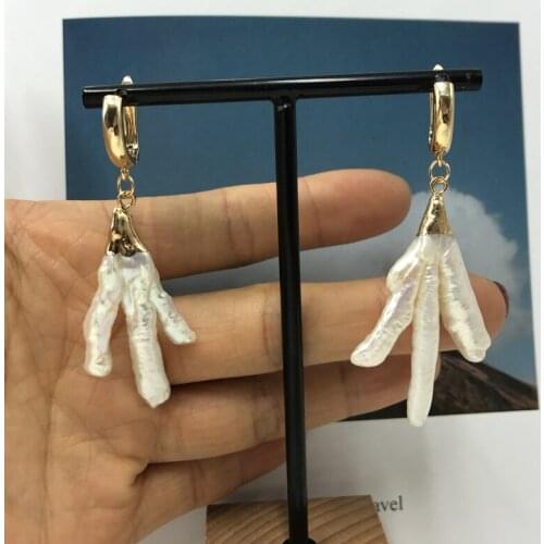 KBJW New Party Unique Genuine Pearl Huggie Drop Earring Copper Material Gold Color Fashion Jewelry Earring Accessories for Women