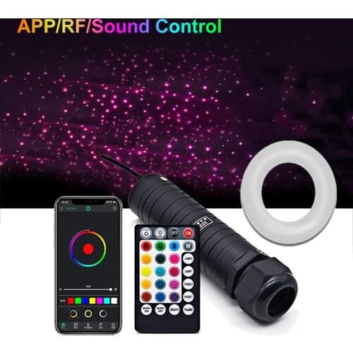 Car Roof Star Lights DC12V 6W RGB LED Plastic Fiber Optic Light RF Remote Control 2M 0.75mm 100 ~ 200pcs Optical fiber Lighting
