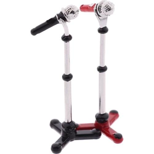 1:12 Scale Cute Mini Metal Microphone Model Dollhouse Miniature Doll House Furniture Accessories