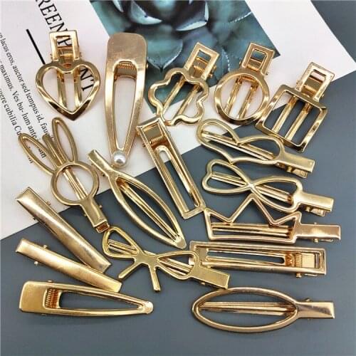 10pcs Cute Metal Hairpin for Girls DIY Hair Accessories Wholesale Gold Hair Clip Multi Shaped Snap Clips Claw Clip Bobby Pins