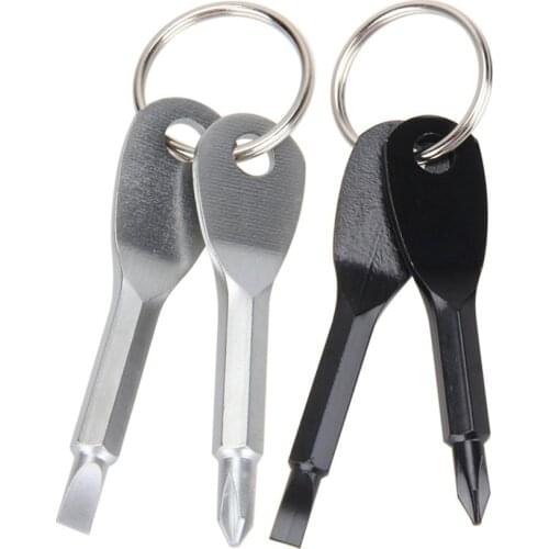 2set Portable Phillips Slotted Screwdriver Key Ring keyring Multi Mini Pocket Repair Tool Gadget Camp Hike Outdoor with Keychain