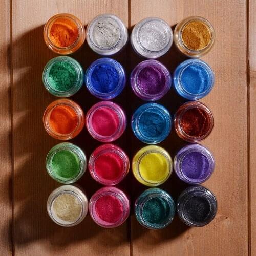 20 Colors Mica Powder Epoxy Resin Dye Pearl Pigment Natural Mica Mineral Powder Luminous Pigment Material Mold Soap Making