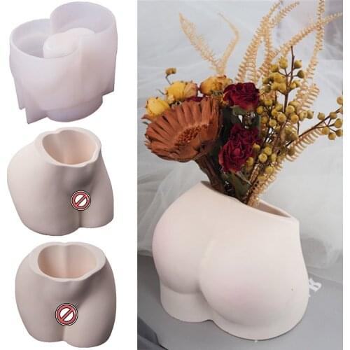 3D Hip Vase Mold Silicone Craft Body Shape Dried Flower Vases Resin Mould Flower Arrangement Container Concrete Molds Home Decor
