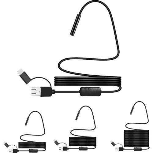 3IN1 8mm HD Camera Borescope IP68 Waterproof Inspection Android PC 2/3.5/5/10m