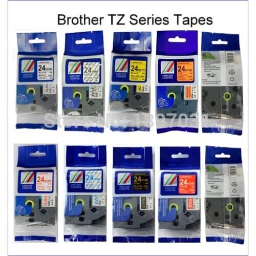 5 mixed colors 24mm compatible brother tze tape for p touch label tape maker tze 151 tze251 tze451 tze551 tze651