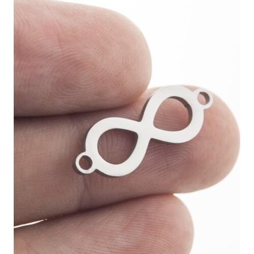 100% Stainless Steel 2 Hole Infinity Charm For Jewelry Making Metal Infinito Connector For Bracelet Mirror Polished 50pcs