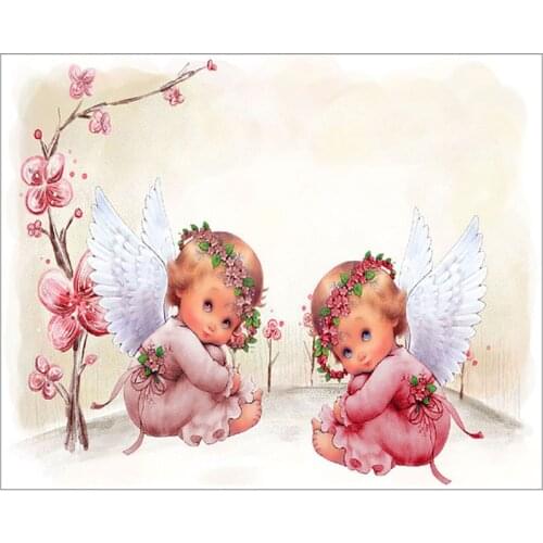 Two Little Angels Embroidery 5D DIY Full Square Diamond Painting Cross Stitch Rhinestone Mosaic Home Decoration Living Room