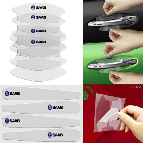 8pcs Car Door Handle Sticker Automotive Emblem Sticker For SAAB 93 Vector Aero Pantalla Radio Android 95 Gripen Car Accessories
