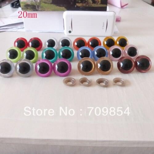 Free shipping!!! 100pcs/lot 20mm Non-toxic safety eyes bear eyes with washer top quality 12 color , mixed color toy eyes