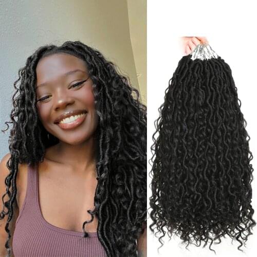 Goddess Locs Crochet Braids Hair Extensions Synthetic Twist River Braiding Ombre Brown Faux Locs With Curly For Black Women