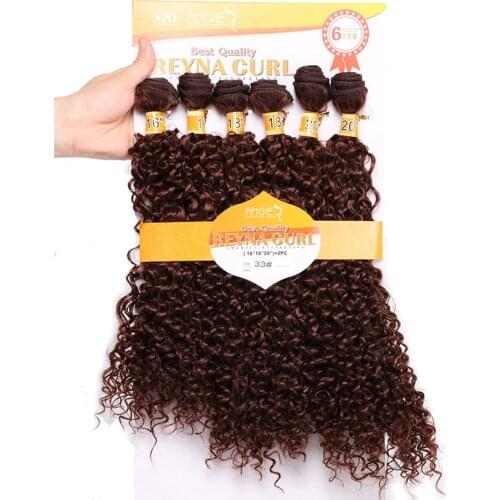 Black To Brown Afro Kinky Curly Hair Extensions 6 Bundles One Set Remy High Temperature Synthetic Hair Weaving for Black Women