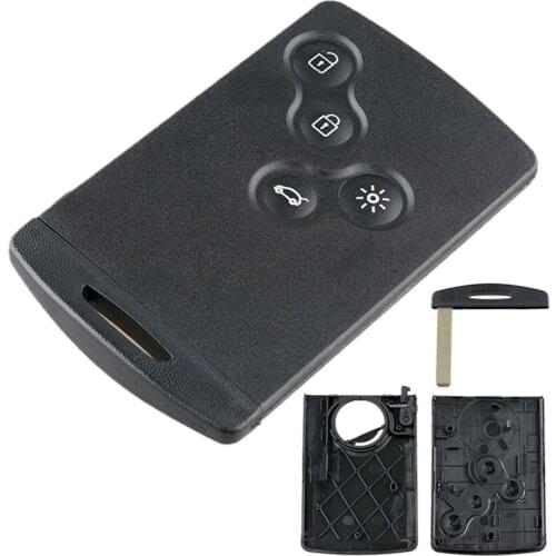 Black 4 Buttons Car Key Card Smart Shell Case Replacement with VA6 Blade Car Key Accessories for Renault Laguna Koleos