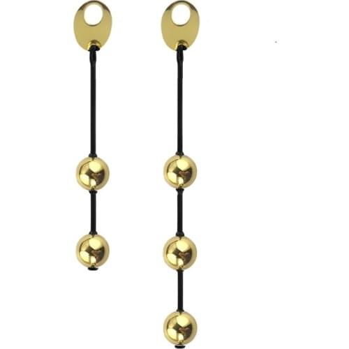 Soft stretchy Silicone pull ring gold metal Anal beads Kegel ben wa geisha ball expander vaginal tighten exercise sex toy women