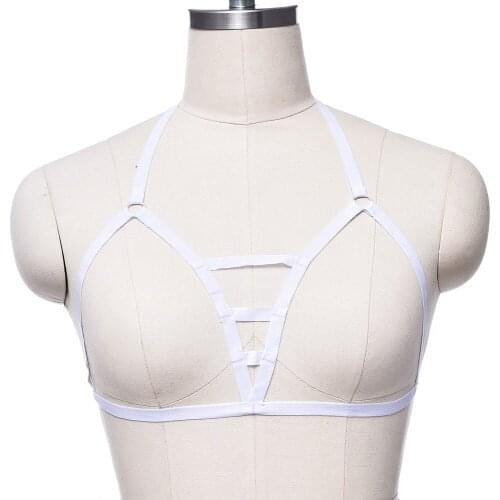 Festival Rave Multicolor Harness Brassiere Women Goth Open Chest Sexy Bra Harajuku Soft Body Cage Bondage Body Harness