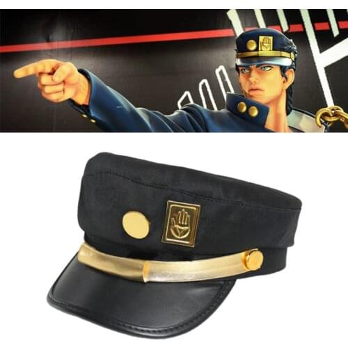 Anime JoJos Bizarre Adventure Cosplay Cap Jotaro Kujo Joseph Hat Army Military JOJO Caps Hats Badges Animation Around Props