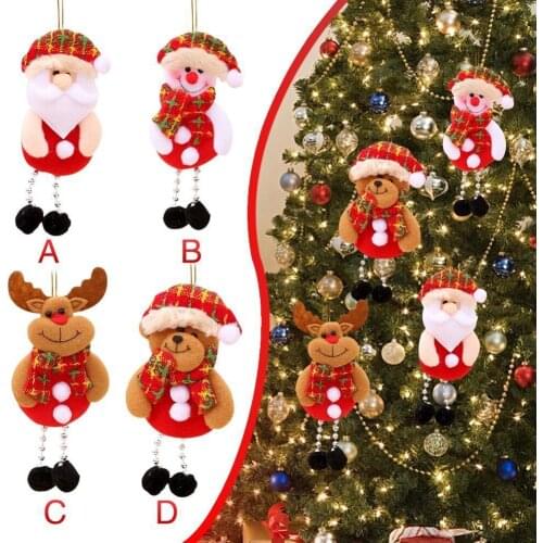 Cute Wool Christmas Santa Claus Snowman Deer Doll Christmas Tree Pendant Hanging Ornaments Home Decor Christmas Gifts