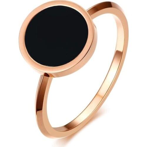 Fashion Accessories Black Round Romantic Rings for Women Anillos Mujer Bague Femme Ringen Stainless Steel Ring Women Jewellery
