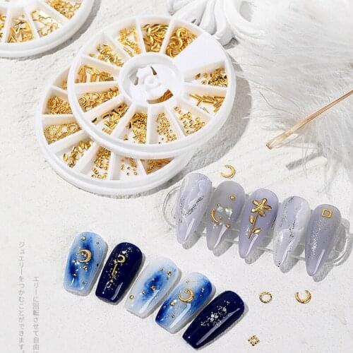 Nail Art Trend Ladies Rhinestone Pearl Rivet Set Flat Bottom Pearl Hollow Rivet Nail Art Jewelry 4 Boxes Combination Wholesale