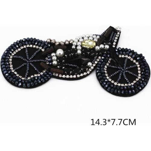 Sewing on mototbike Applique Clothes Shoes Bags Decoration Rhinestone Patch for Clothing Crystal applique for kids coat
