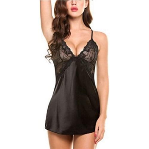 Nightdress Sexy LingerieWomen Nightgowns Satin Lace Sleepwear Nightwear Pyjama Women Home Clothing Sleepwear Female