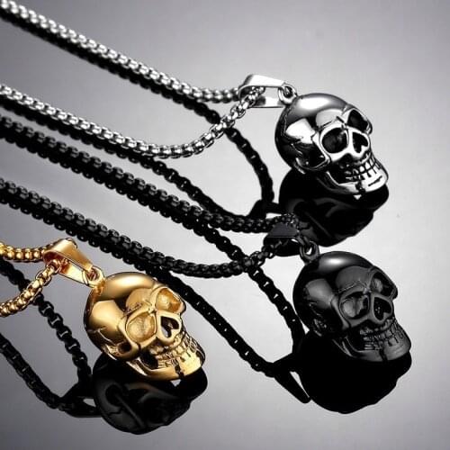 2021 New Arrival Chain on The Neck Skull Punk Mens Fashion Jewelry Pendant Necklaces TRENDY 2021 Exaggerate Wholesale