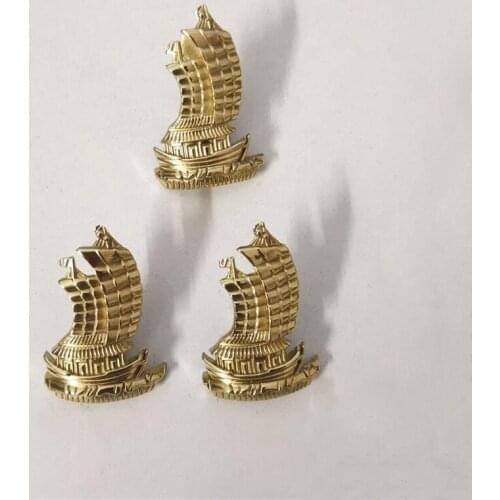 New Brass Forging Golden Sailboat Handle Interior Drawer Cabinet Doors Single Hole Knob Storage Box Bookcase Pulls