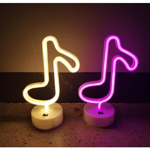 Portable Pretty Neon Sign Lamp Decoration with Base Neon Lamp Note Shape for Photography