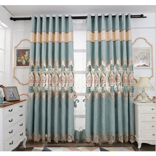Luxury Blackout Curtains For Living Room Flowers embroidery curtains for Kitchen windows fabric blinds tulle curtains