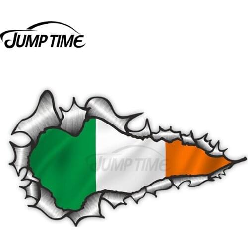 Jump Time Ripped Torn Metal Design With Ireland Irish IRL Flag Motif External Vinyl Car Sticker for Windows Bumper