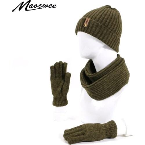 Hats Scarf Gloves Womens Hat Winter Knitting Hat Womens Autumn Winter Wool Cap Fashion Winter Three-piece Mens Hat Outdoor