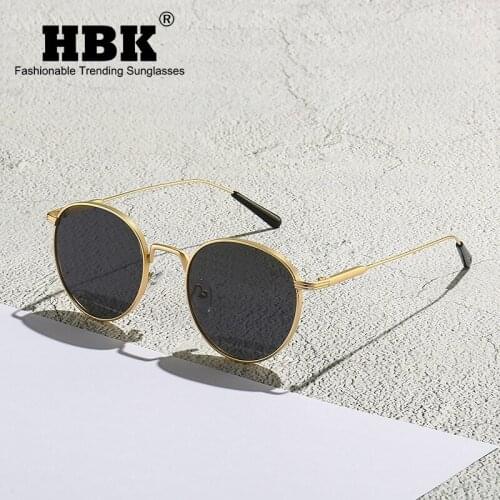 HBK Retro Small Round Metal Sunglasses Steampunk Men Vintage Sun Glasses Driving Outdoor Women Shades For Male Oculos De Sol