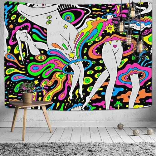 Modern fashion abstract art sexy girl fantasy jungle Art Tapestries for Bedroom Living Room Dorm Home decoration wall hanging