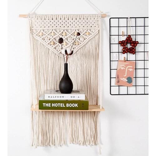 Boho Decor Macrame Tapestry Wedding Hand Wall Hanging Art Hanging Tapestry Muslim Boho Woven Tapestry Storage Shelf Home Decor
