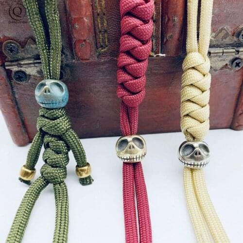Vintage Copper Pumpkin Lamp Knife Bead Punk Skull Bracelet Accessories DIY Keychain Pendant Jewelry Umbrella Rope Paracord Brass