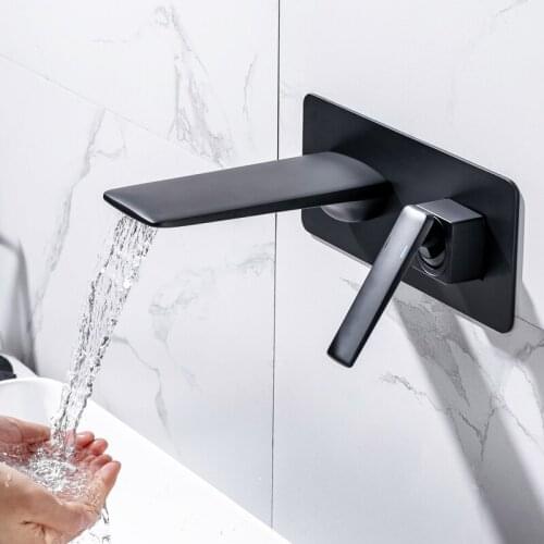 Bright Golden Waterfall Basin Faucet Widespread Bathroom Sink Mixer Tap Wall Mounted Chrome Black White Bathtub Faucet Mixers