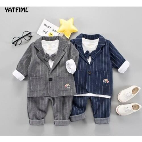 YATFIML Kids Boys dress Formal Suits Blazers Sets 3Pcs Clear Gentleman for wedding Baby Boys Suit Tops Shirt Tie Pant Set