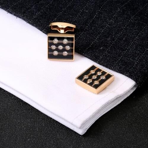 Rose Gold Simple Fashion French Cufflinks High-quality Rhinestones Business Mens Shirt Cuff Links Mens Jewelry Gifts