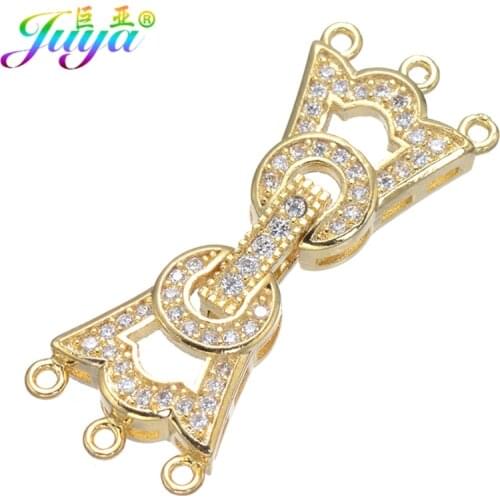 Juya DIY Gold/Silver Color Jewelry Accessories Copper Fastener Closure Clasps For Natural Stones Pearls Crystals Jewelry Making
