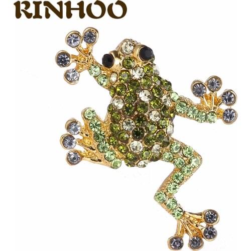 Fashion Sparkling Rhinestone Frog Brooches Women Vintage Crystal Animal Brooch Pins Unisex Party Casual Jewelry Coat Accessories