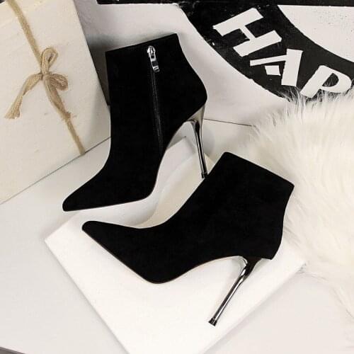 Shoes Women Heels Spring Autumn Winter New Short Boots Velvet Red High Chaussure Femme Zapatos Mujer