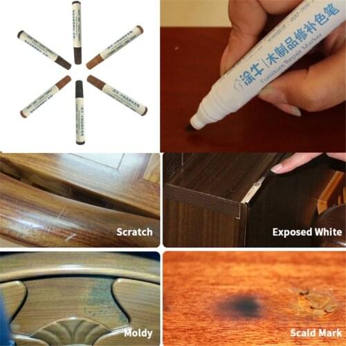 1Pcs Wood Furniture Floor Repair Paint Pen Wooden Refinishing Paste Floor Furniture Scratch Fast Remover Color Repair Paint Tool