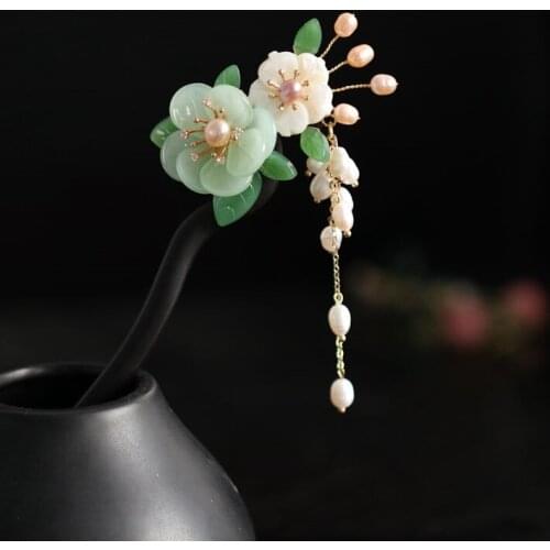 1pcs Ancient Costume Headdress Hairpin Step Shake Ancient Style Wooden Tassel Hair Stick Decor Accessories Women Girl Gift